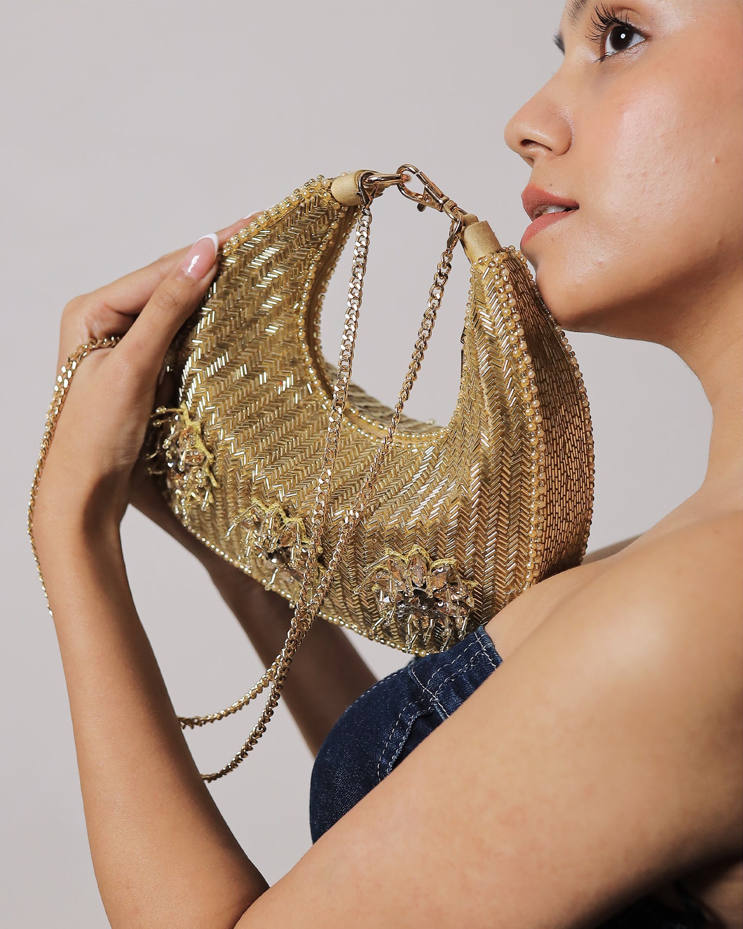 Gold Half Moon Bag