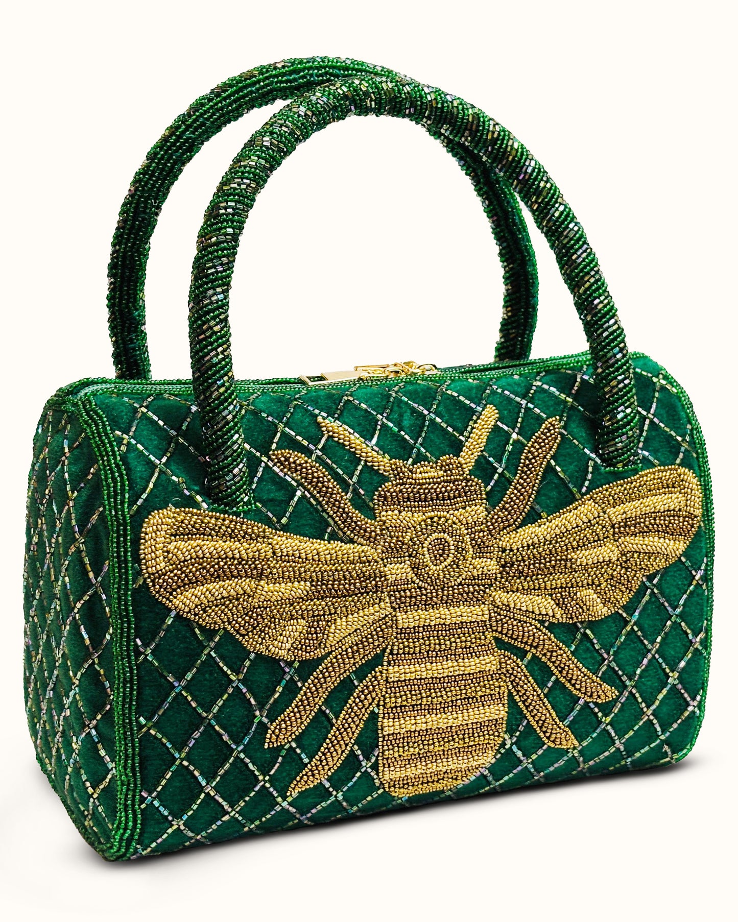 Emerald Luxe Bee Embellished Handbag