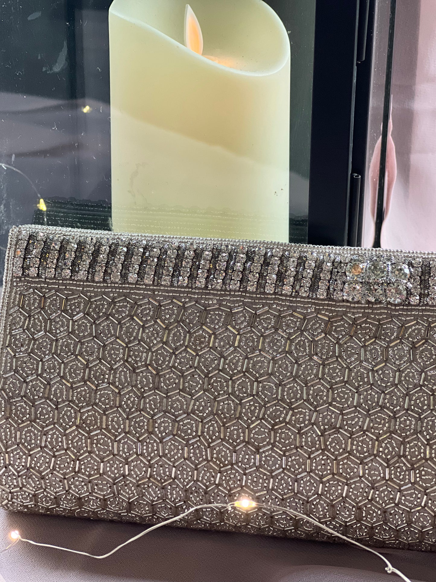 Silver Teardrop Clutch