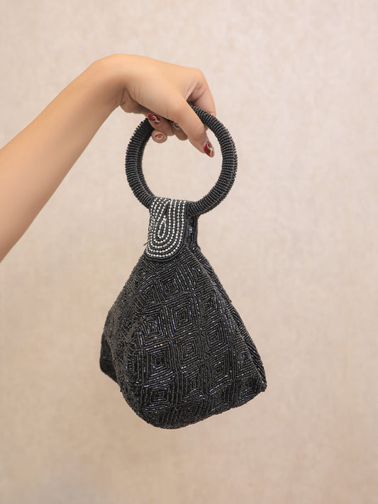 All Black Bangle Bag with Diamontees