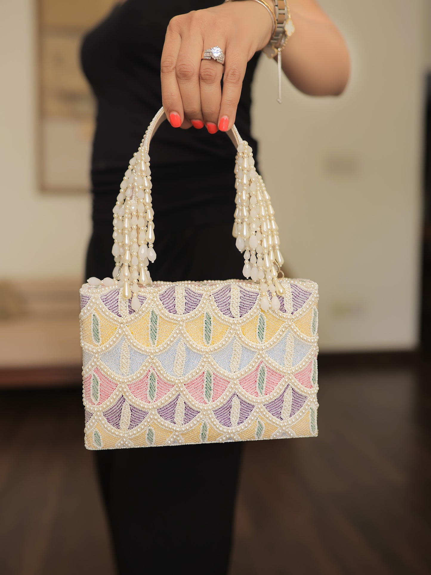 White Box Bag with Pastel Colours