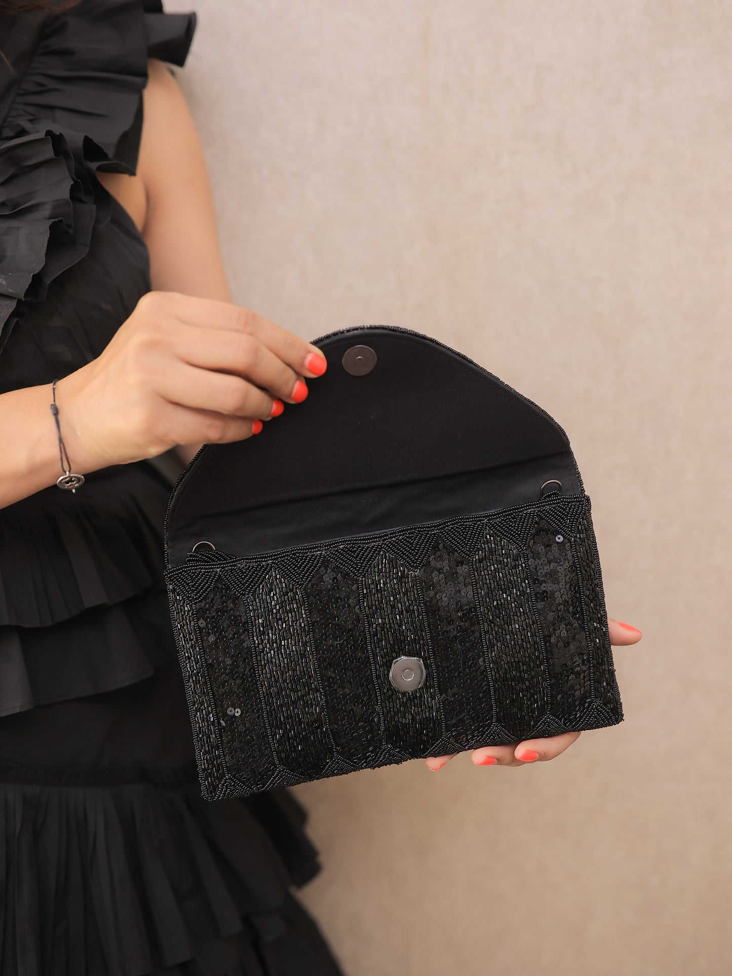 All Black Envelope Bag with a sling