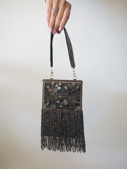 Greyish-Brown Box Tassel Bag