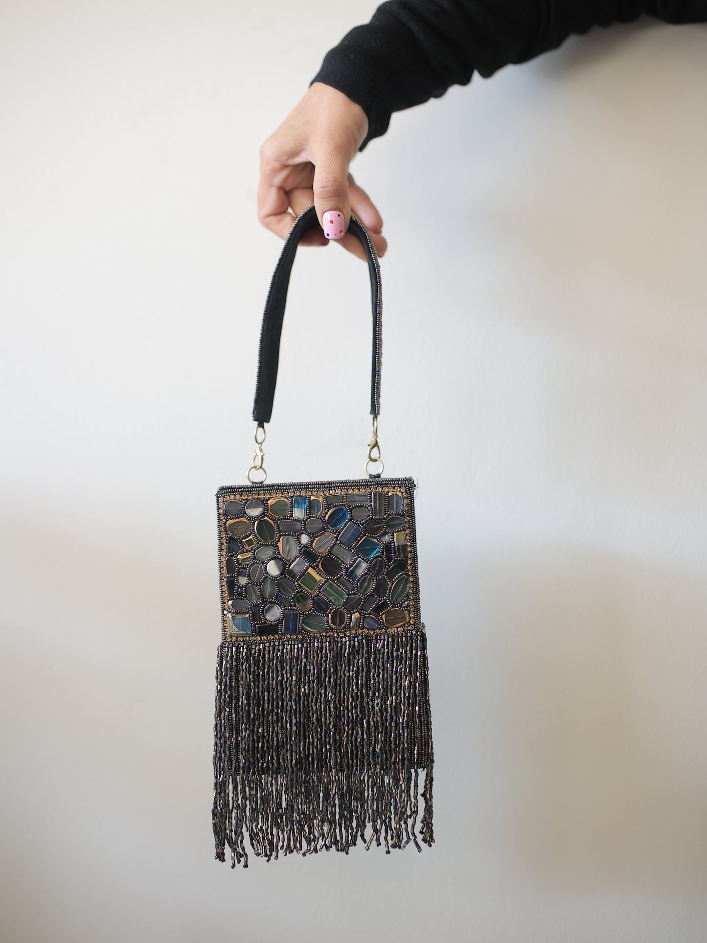 Greyish-Brown Box Tassel Bag