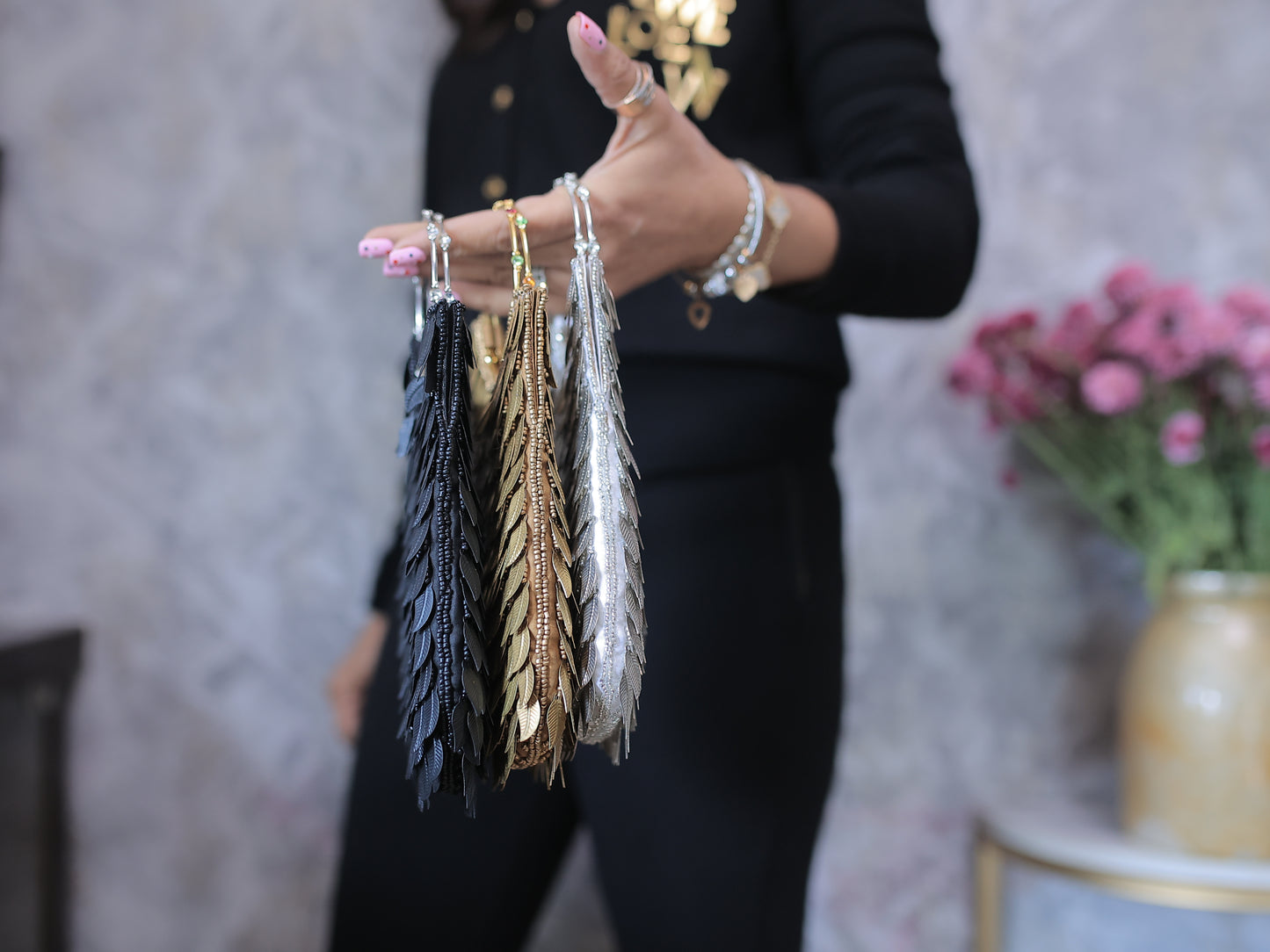 Copper Brass Leaves Bangle Bags