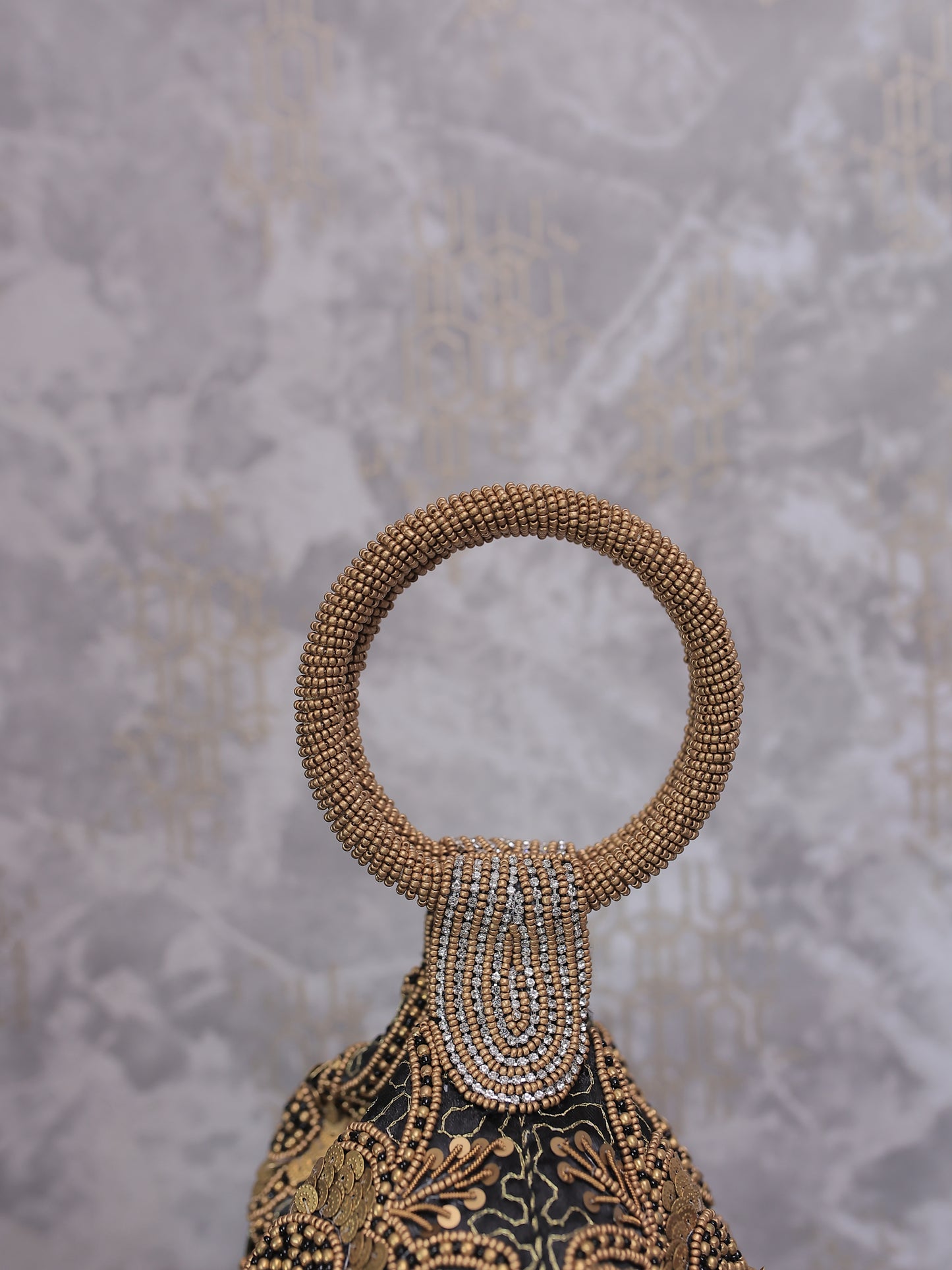 Black and Gold Brass Work Potli