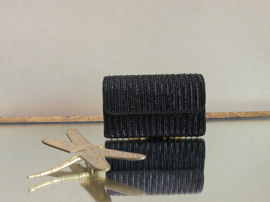 Black Flap Clutch with Sling