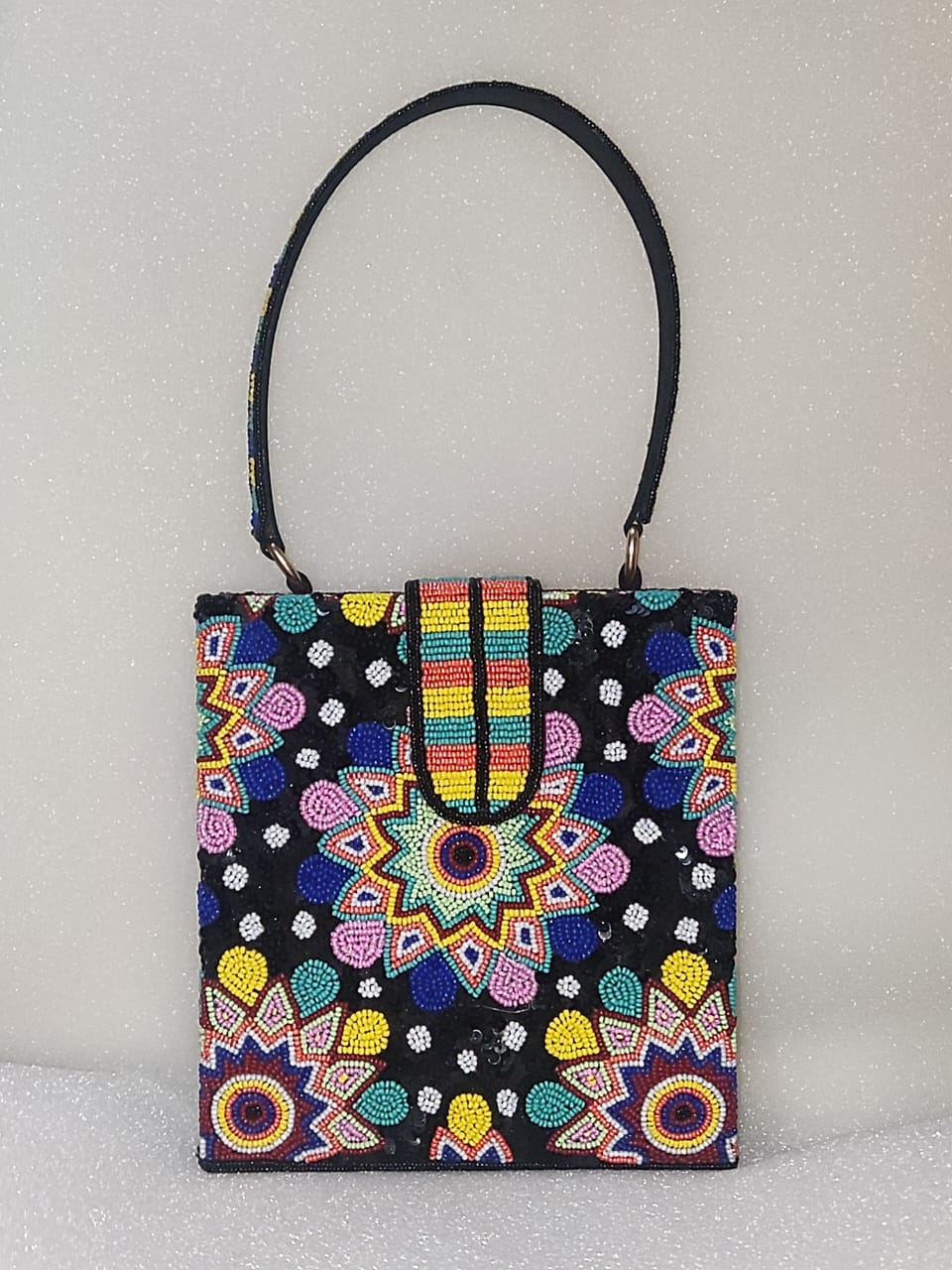 Black Colourful Box Bag