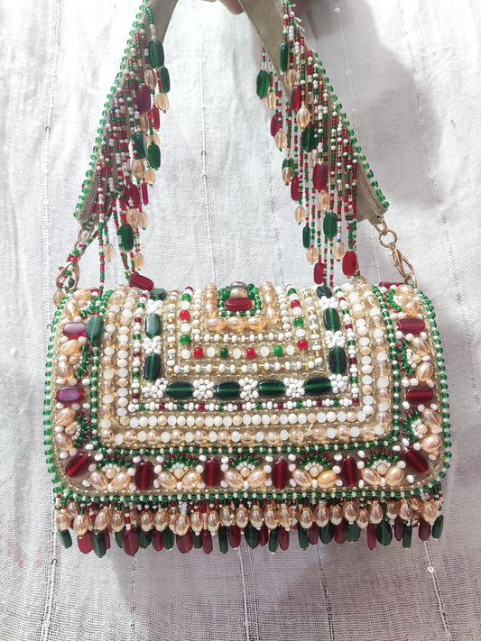 Red and Green Tassle Bag