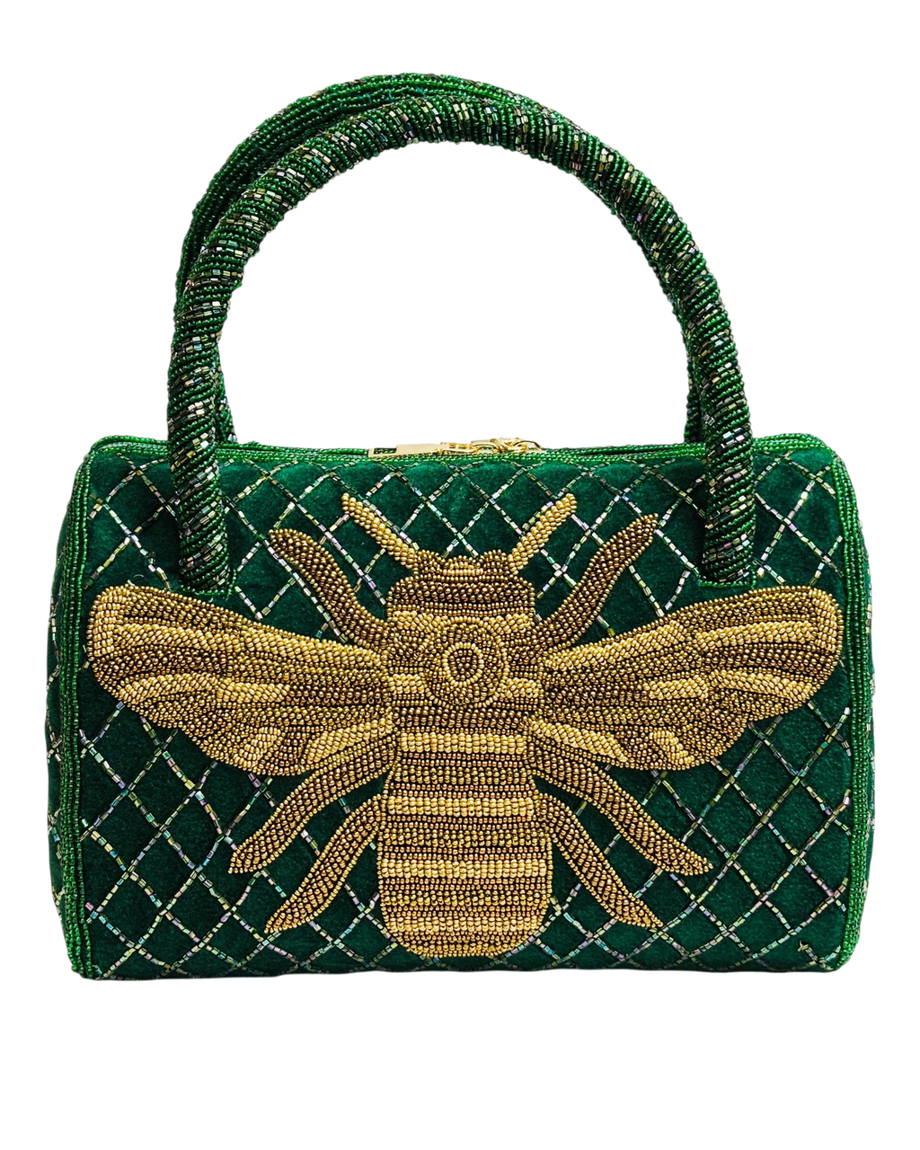 Emerald Luxe Bee Embellished Handbag