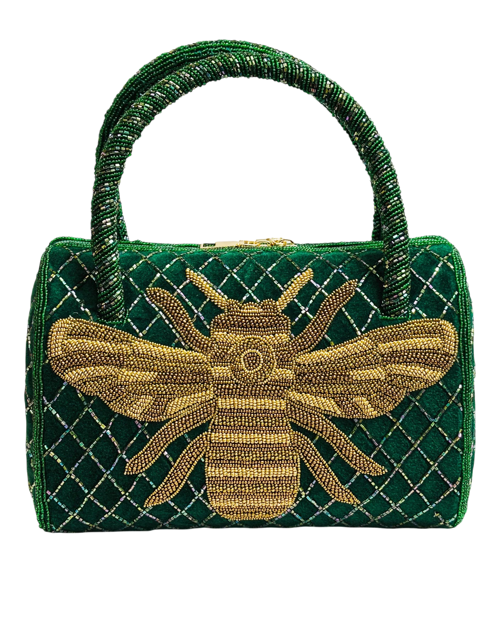 Emerald Luxe Bee Embellished Handbag