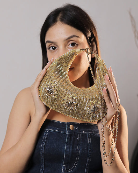 Gold Half Moon Bag