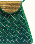 Emerald Regal Beaded Top-Handle Bag