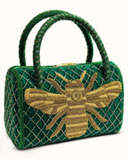 Emerald Luxe Bee Embellished Handbag