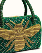 Emerald Luxe Bee Embellished Handbag