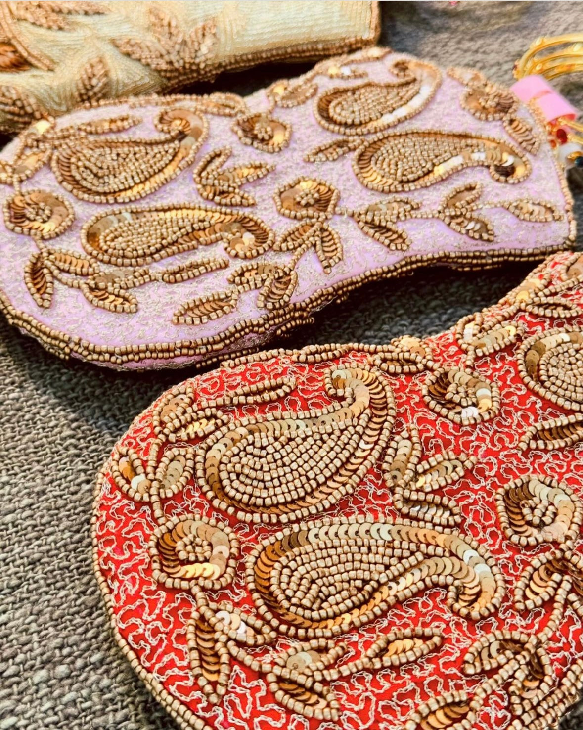 Red and Copper paisleys Bangle Mobile Bag