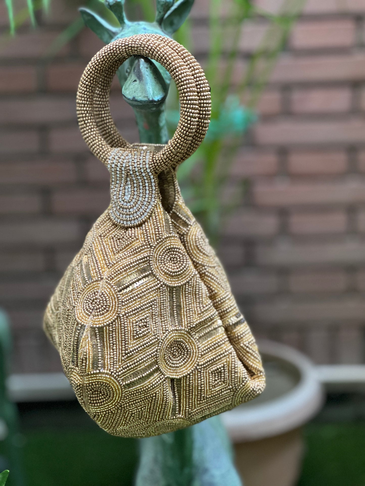 All Copper Beaded Potli