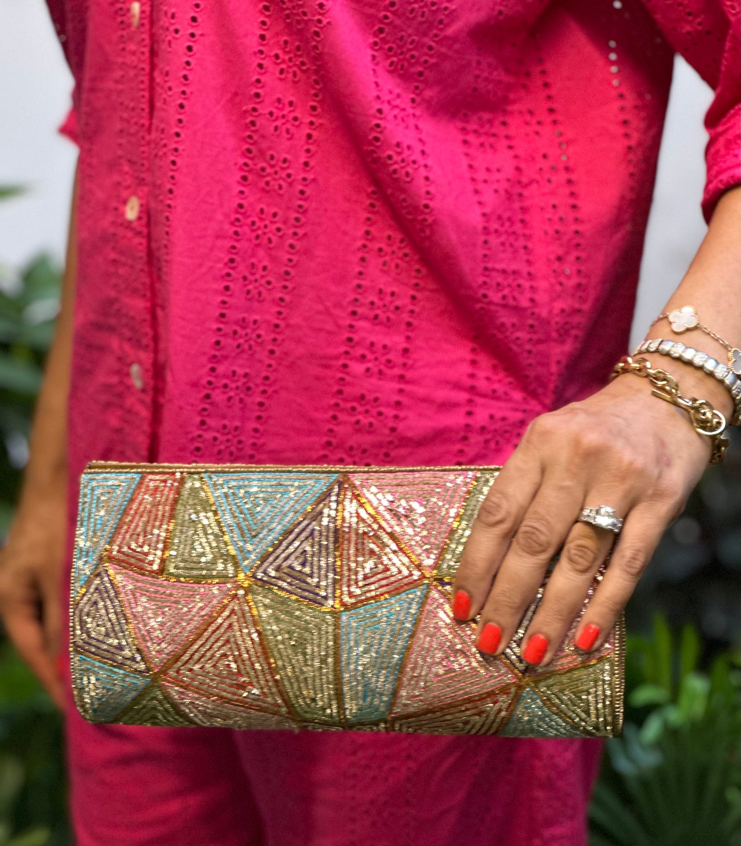 Dabka work Patchwork Look Clutch