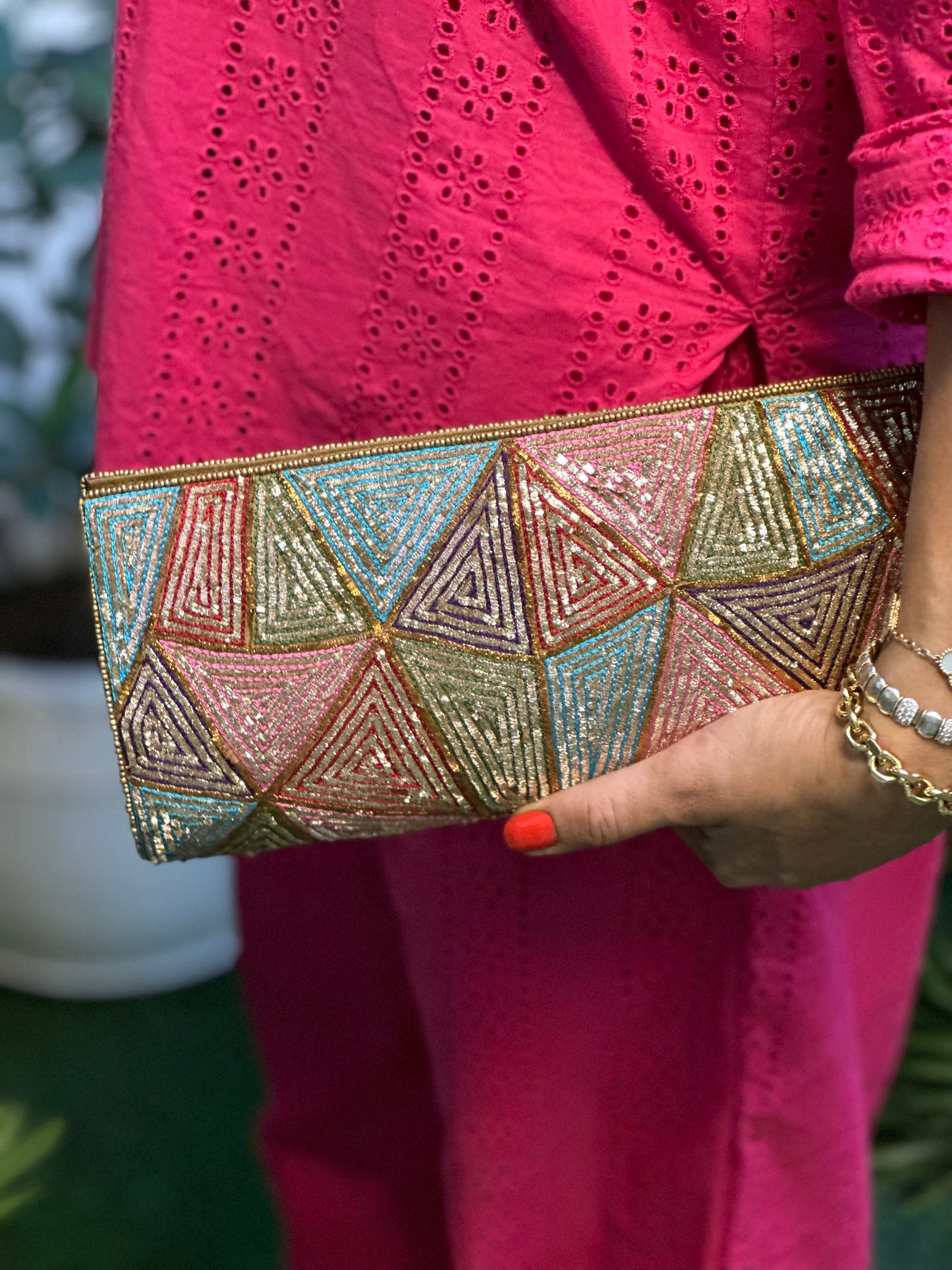 Dabka work Patchwork Look Clutch