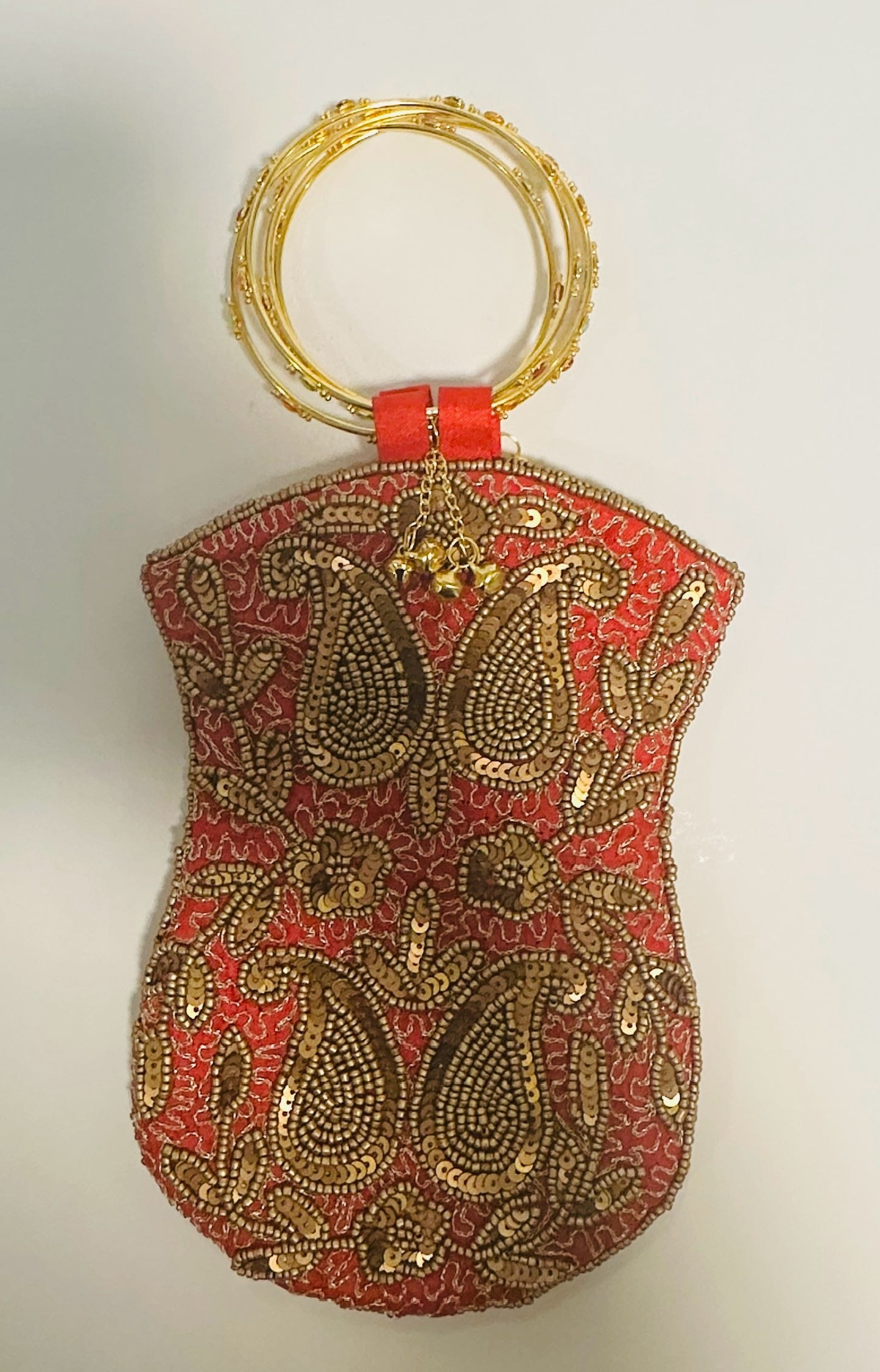 Red and Copper paisleys Bangle Mobile Bag