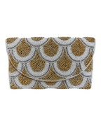 The White & Gold Scallop Clutch