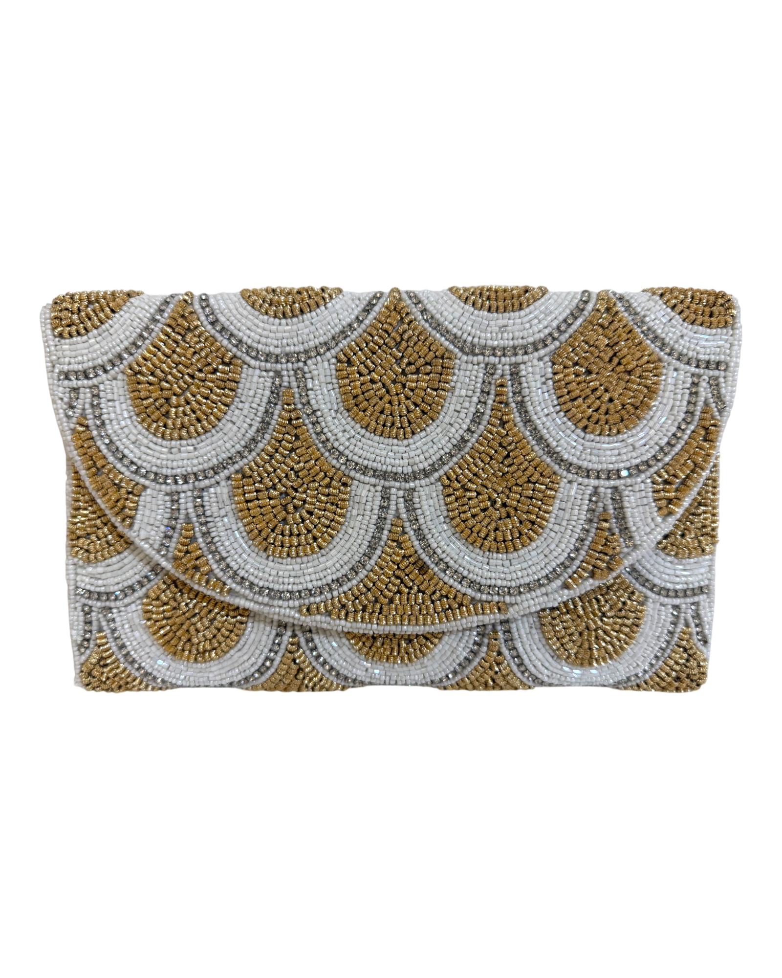The White & Gold Scallop Clutch
