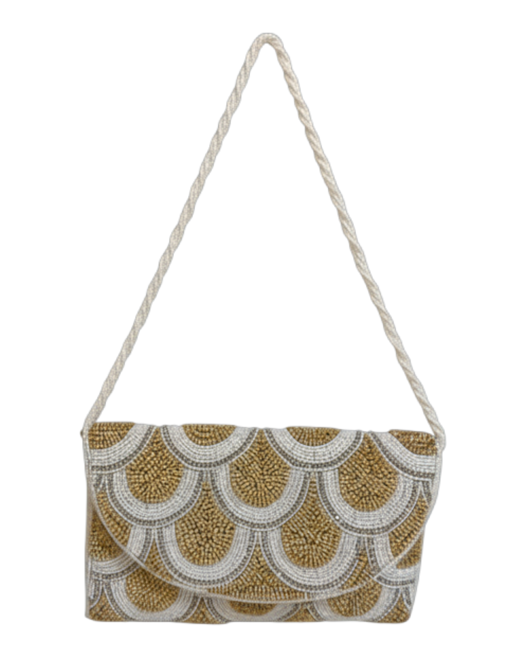 The White & Gold Scallop Clutch