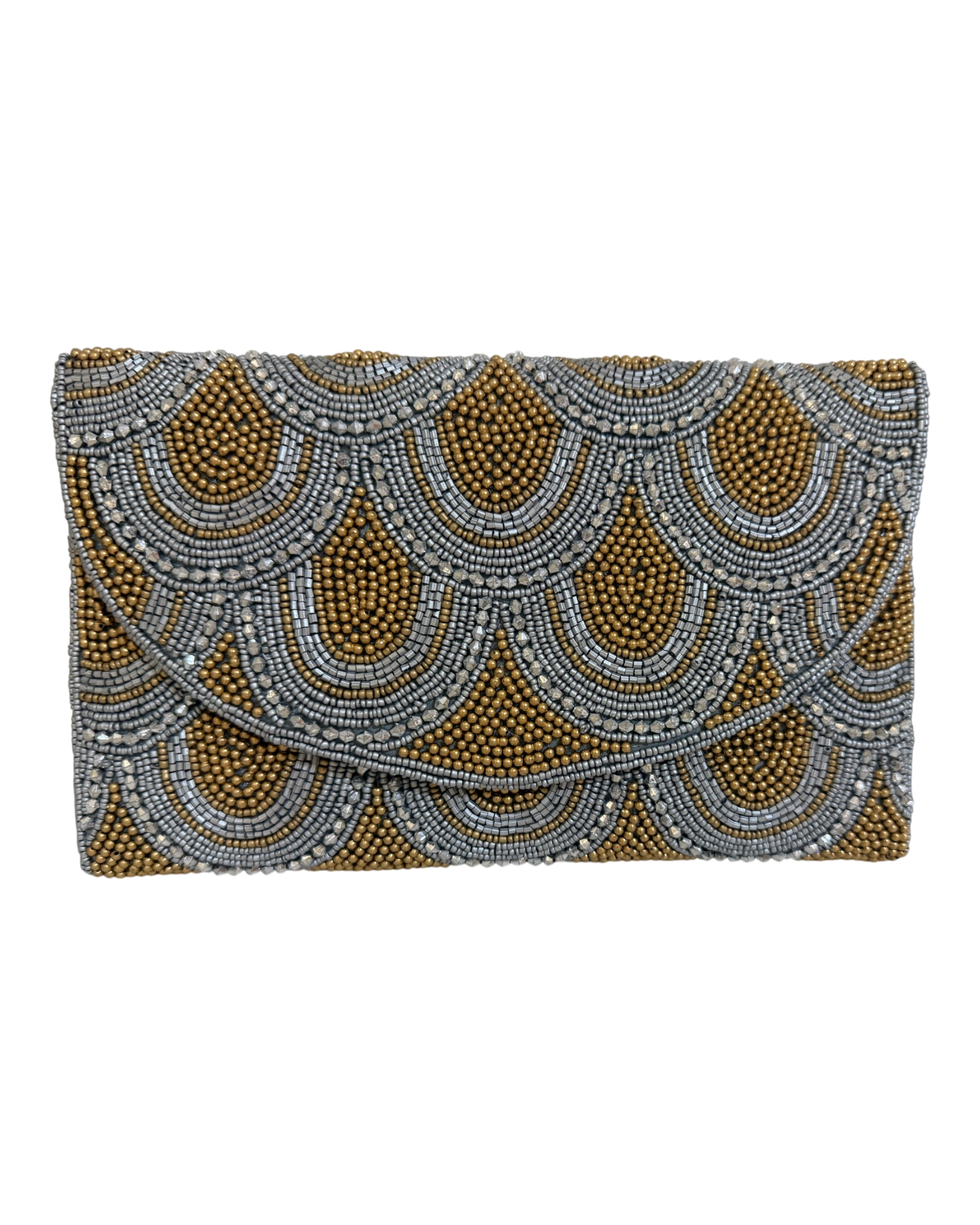 The Silver & Gold Scallop Clutch
