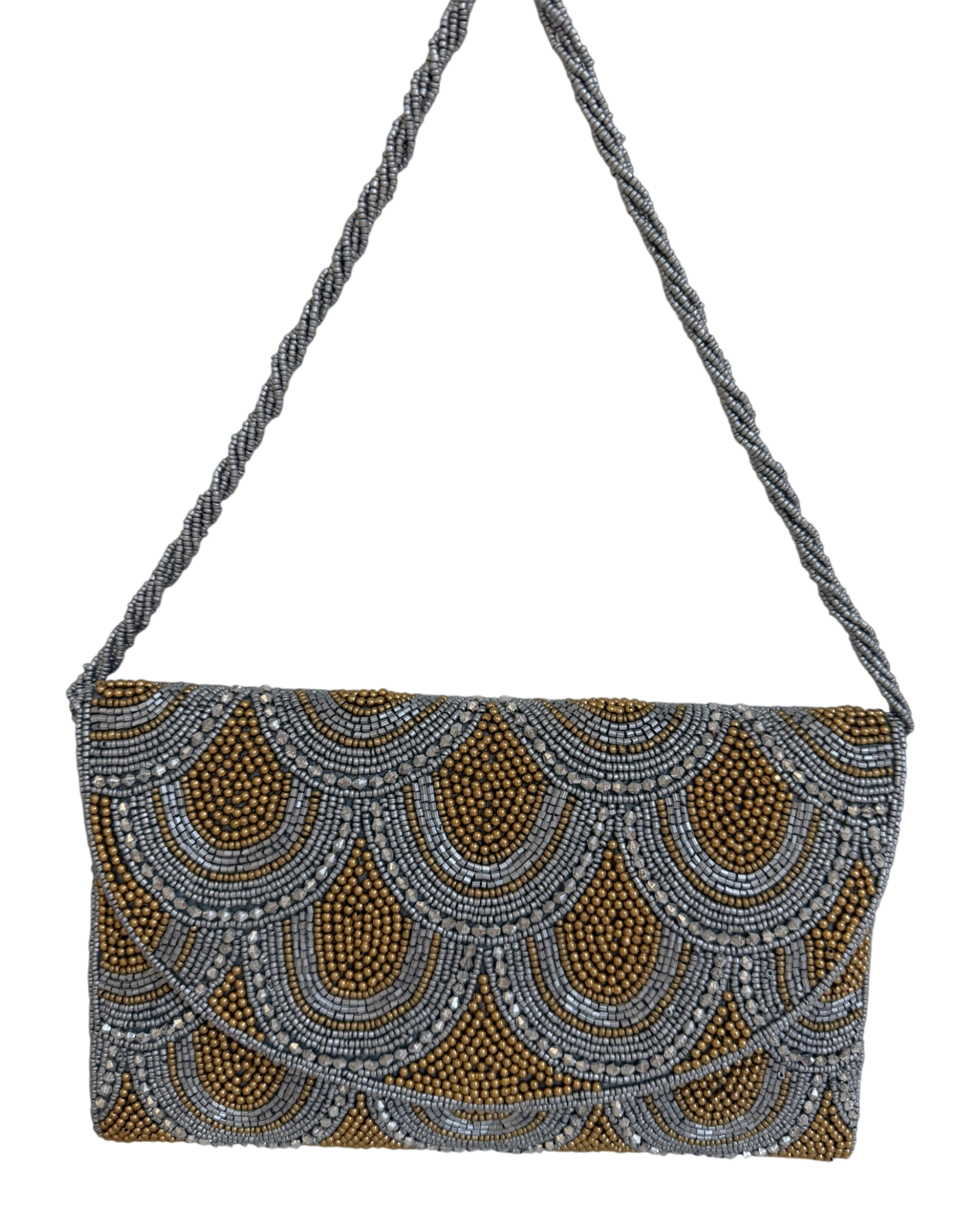 The Silver & Gold Scallop Clutch
