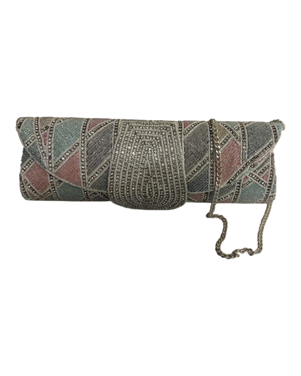 Silver Deco Beaded Clutch