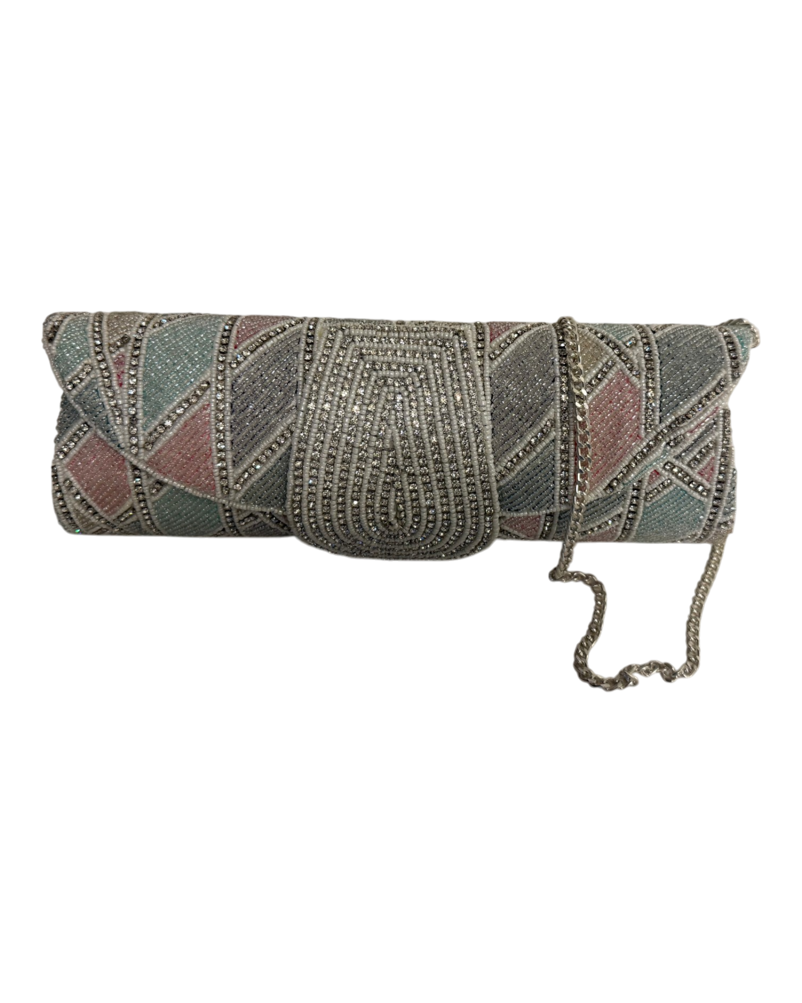 Silver Deco Beaded Clutch