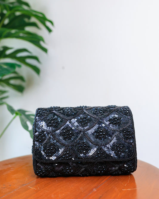 All Black Fish Scale Clutch