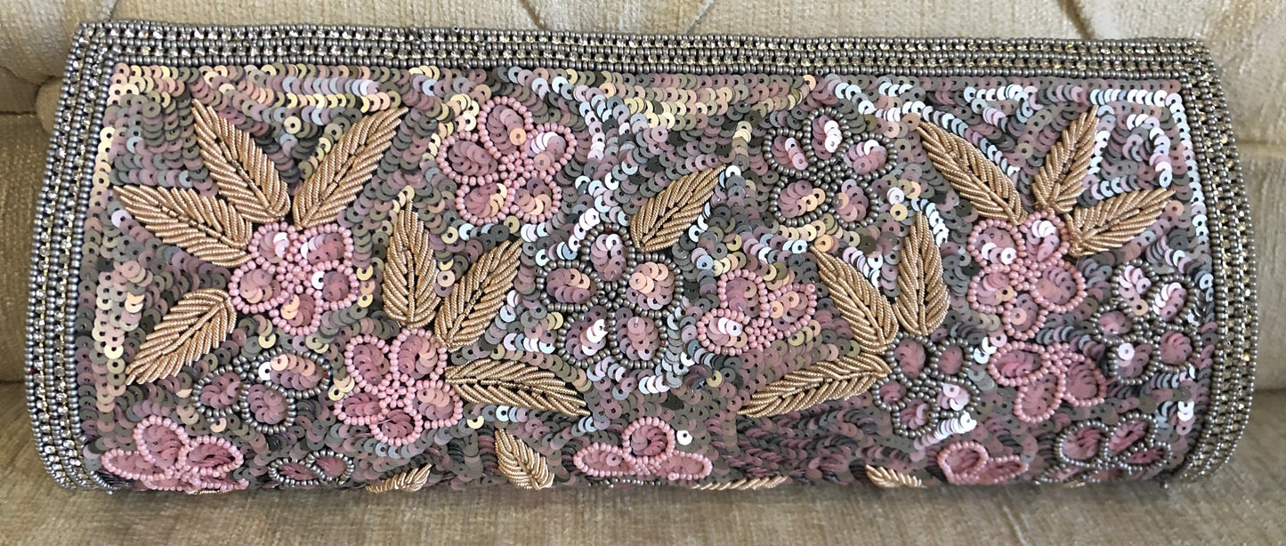 Grey and Pink Floral Bag with Sling