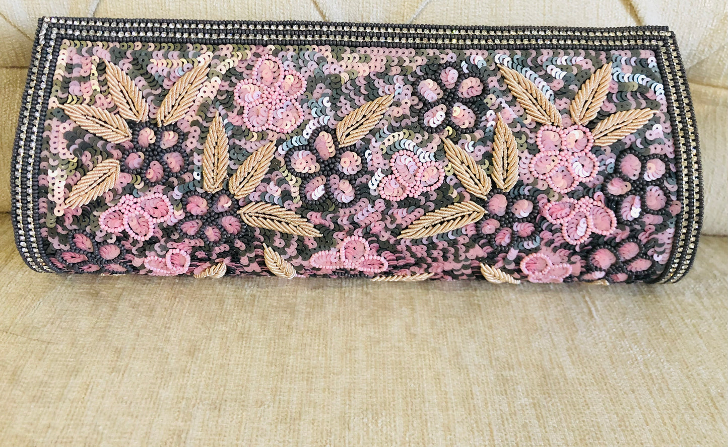 Grey and Pink Floral Bag with Sling