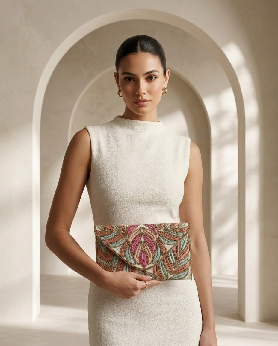 Copper Feather Clutch