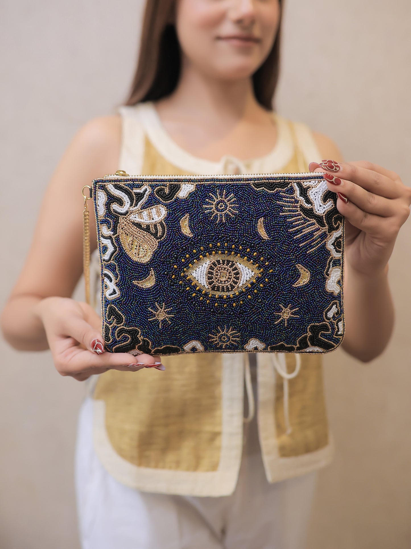 Midnight Blue Evil Eye Crossbody Bag