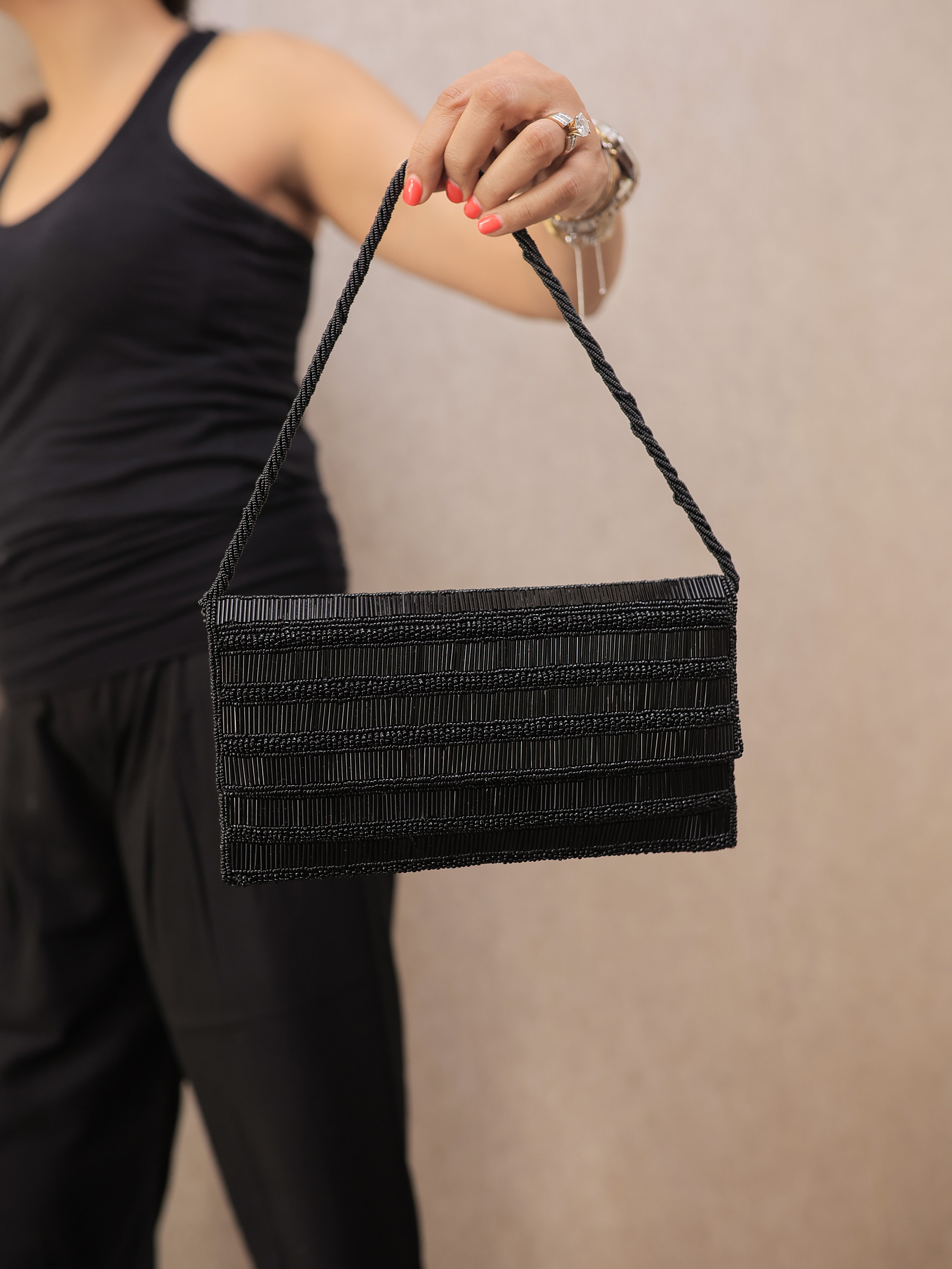 All black clutch best sale