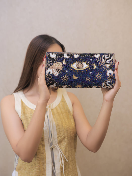 Midnight Blue Evil Eye Clutch