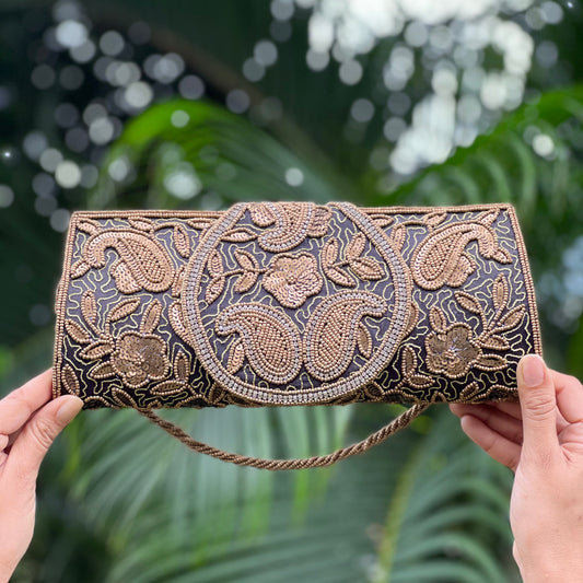 Black and Gold Paisley Clutch