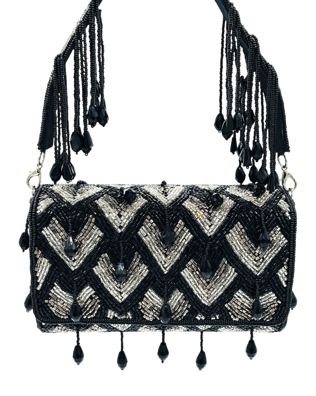 Midnight Lattice Beaded Bag