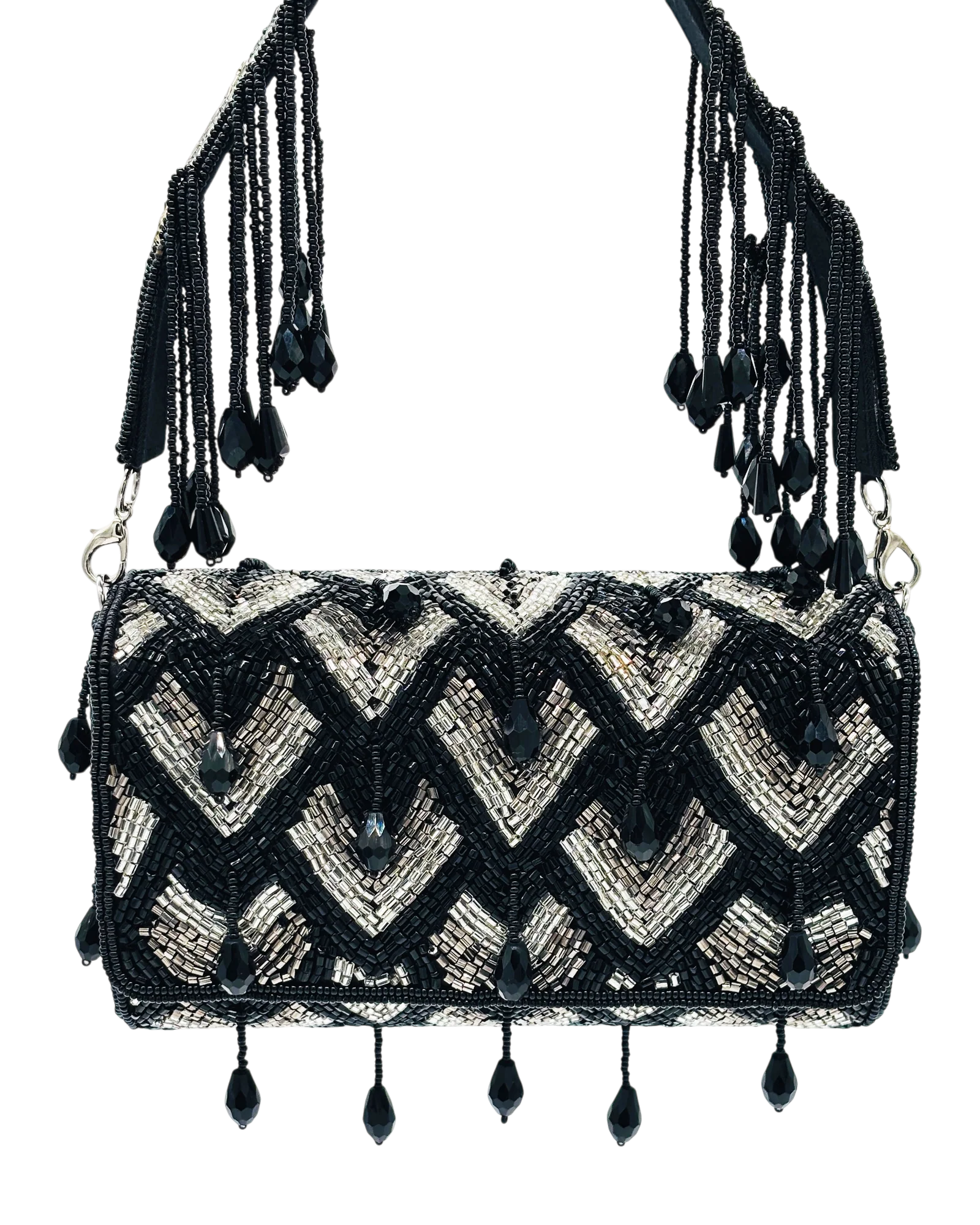 Midnight Lattice Beaded Bag