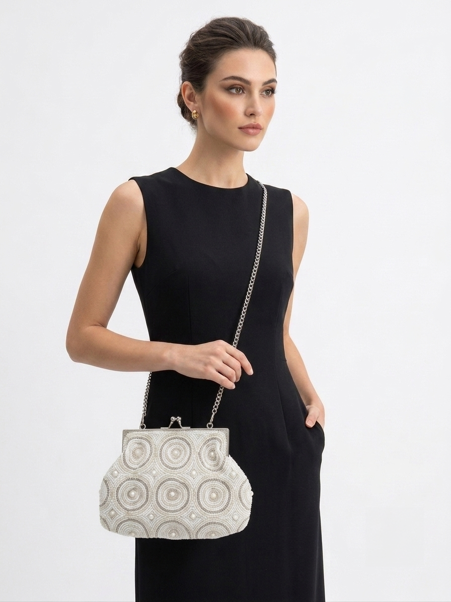 Pearl Rosette Clutch