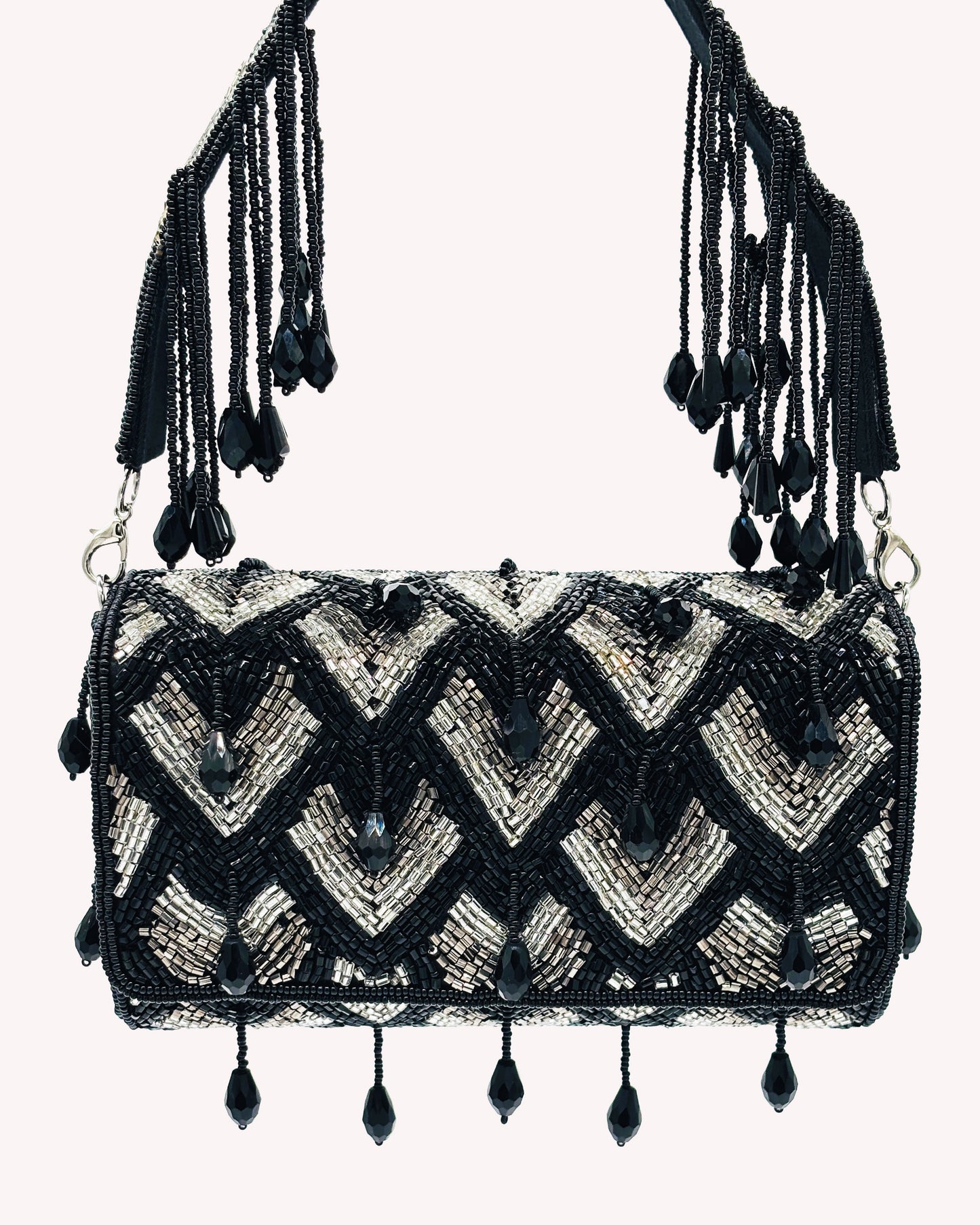 Midnight Lattice Beaded Bag