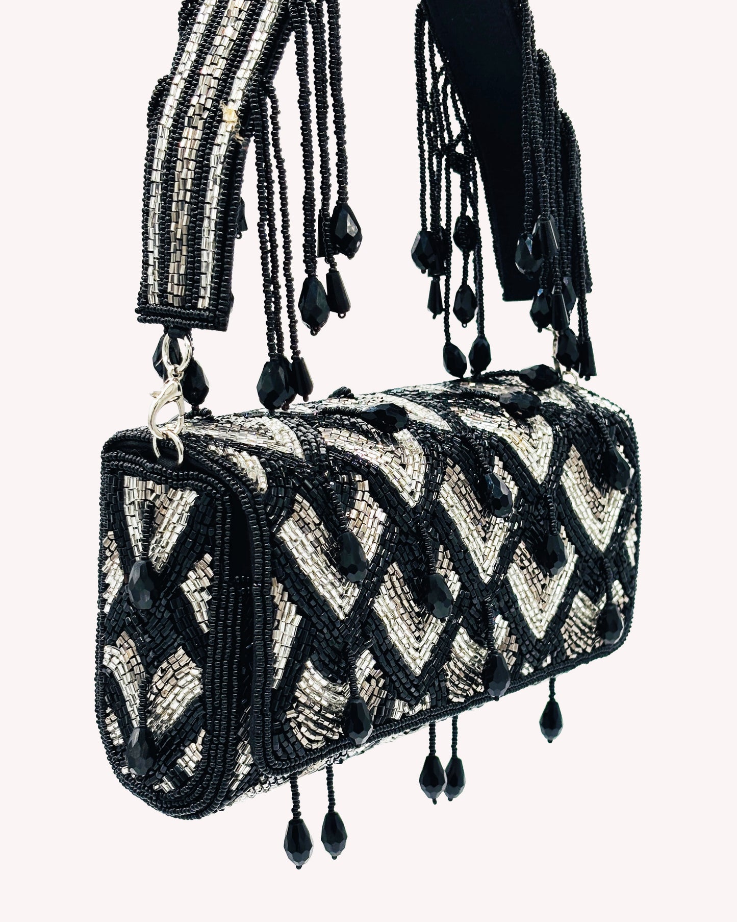 Midnight Lattice Beaded Bag