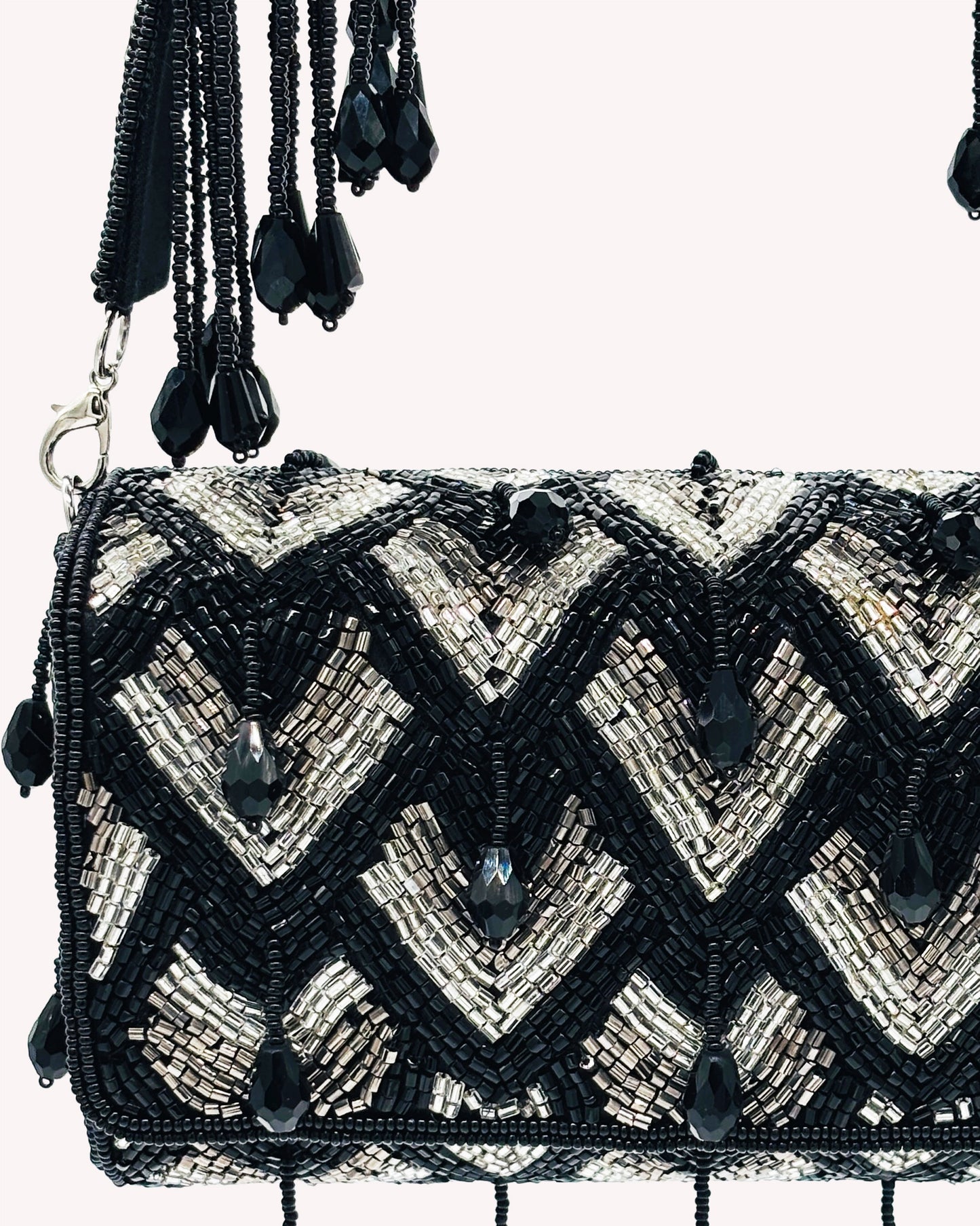 Midnight Lattice Beaded Bag