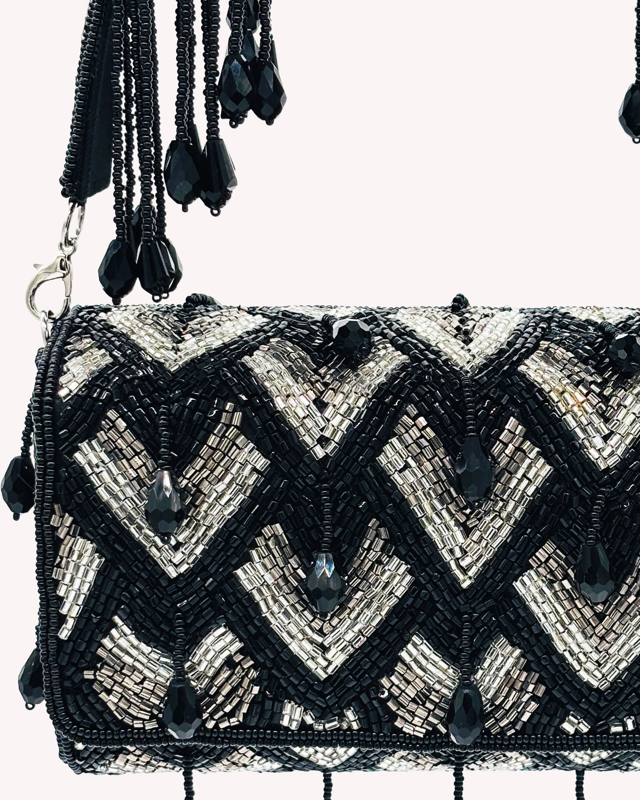 Midnight Lattice Beaded Bag